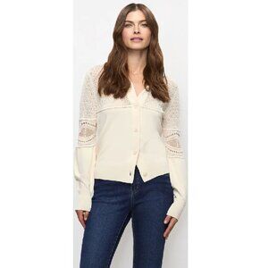 Melanie Lyne Pointelle polo cardigan